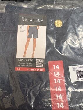 Rafaella Navy Stretch Shorts with Gold Button Accent